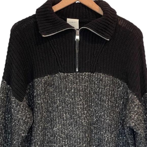 Varley Willard 1/2 Zip Knit Sweater, Black and Gray, High Neck, Relaxed, XS - Picture 16 of 16